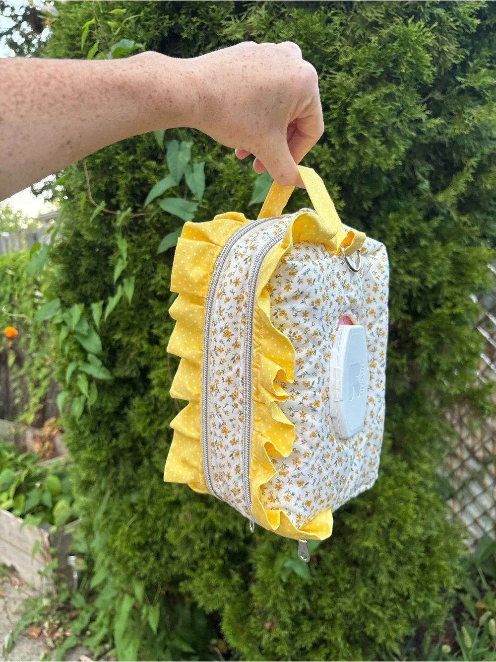 Yellow Floral Baby Wipes Carry Bag with Ruffle Trim